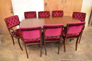 mahogany dining table and chairs restored & upholstered 