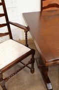 oak dining table & chairs polished 